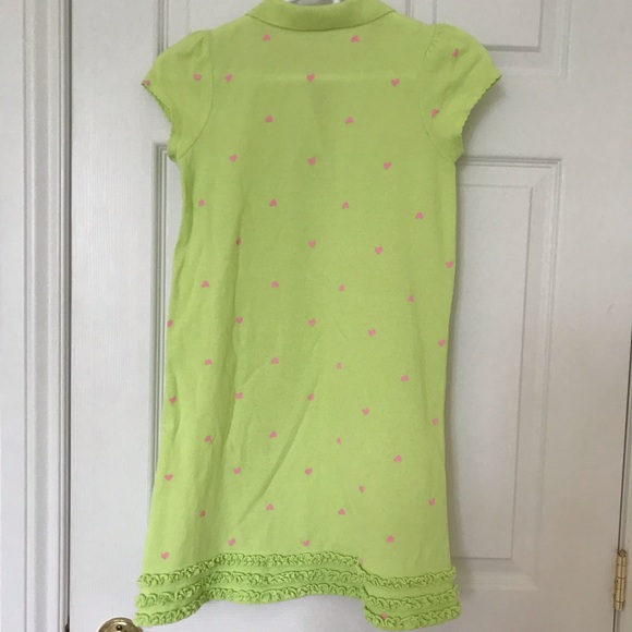 Girls size 12 green with pink hearts cotton dress. - Picture 5 of 11